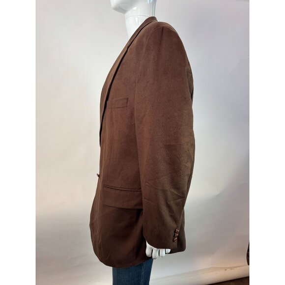 Ralph Lauren Brown Blazer 48R Mens Single Breasted Microfiber Made In Canada - Picture 8 of 13